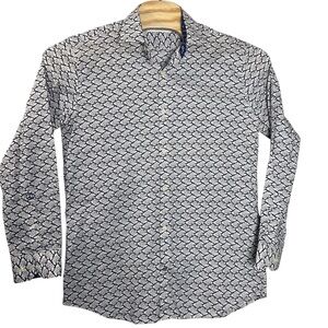 John Lennon Shirt Mens‎ Large Floral Flip Cuff Long Sleeve Peace Geometric Art